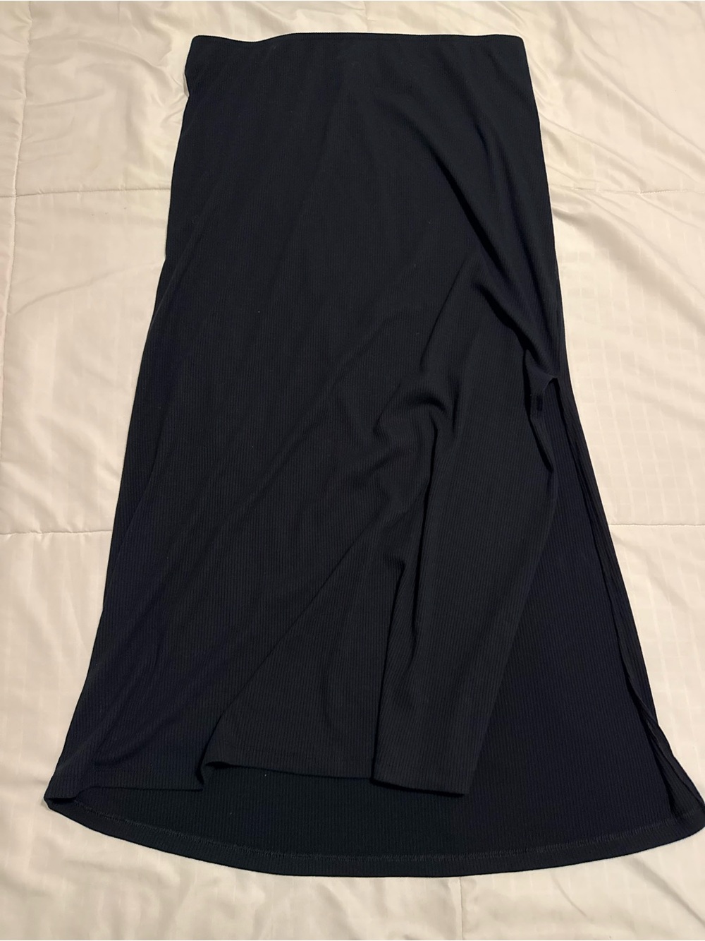 American Eagle Outfitters Black Ribbed Maxi Skirt with Side Slit